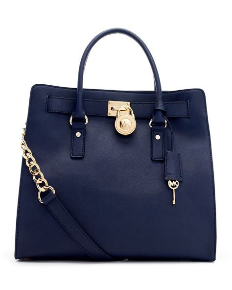 michael kors navy hamilton purse|Michael Kors large saffiano tote.